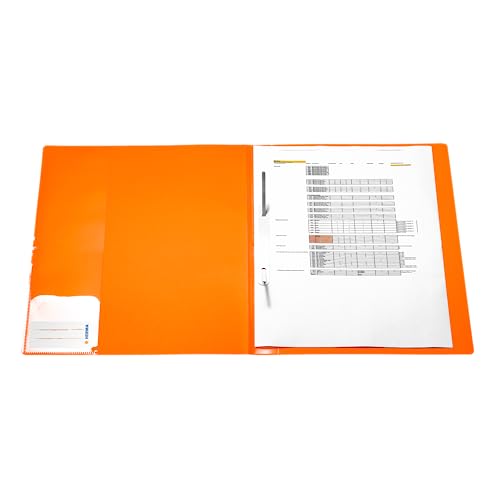 HERMA 19637 Schnellhefter A4 Transluzent Neon Orange, Sichthefter aus Kunststoff mit Beschriftungsetikett, Einstecktasche & Metallheftzunge, stabiler Plastik Schnellhefter für Schule & Büro