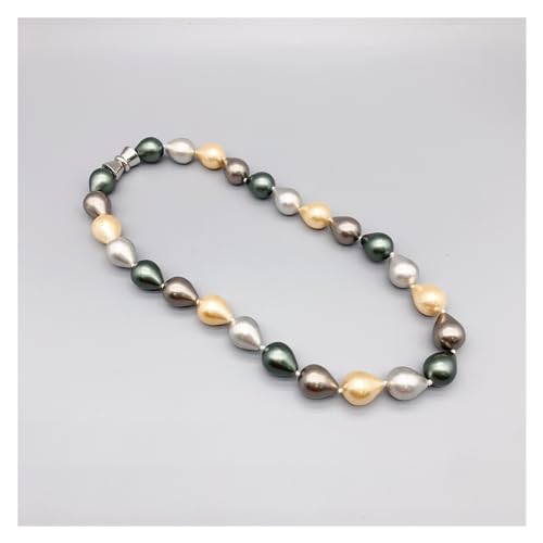 Aqxyxsw Multicolor Tear Drop Shell Naszyjnik z pereł dla kobiet Zielony Prosty Elegancki Casual Naszyjnik z masy perłowej lingli