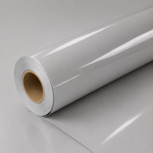 Image of WISDOM Light Grey glossye Self Adhesive Waterproof Bubble Free Wallpaper for Wall, Furniture, Kitchen Cabinet, Wardrobe, Table and DIY Home Decor (20X72 in)