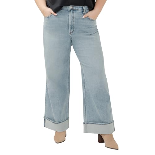 Silver Jeans Co. Women's Plus Size Highly Desirable High Rise Wide Leg Jeans