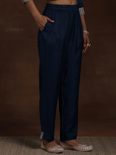 Image of Libas Printed Silk Blend Straight Kurta With Trouser and Dupatta