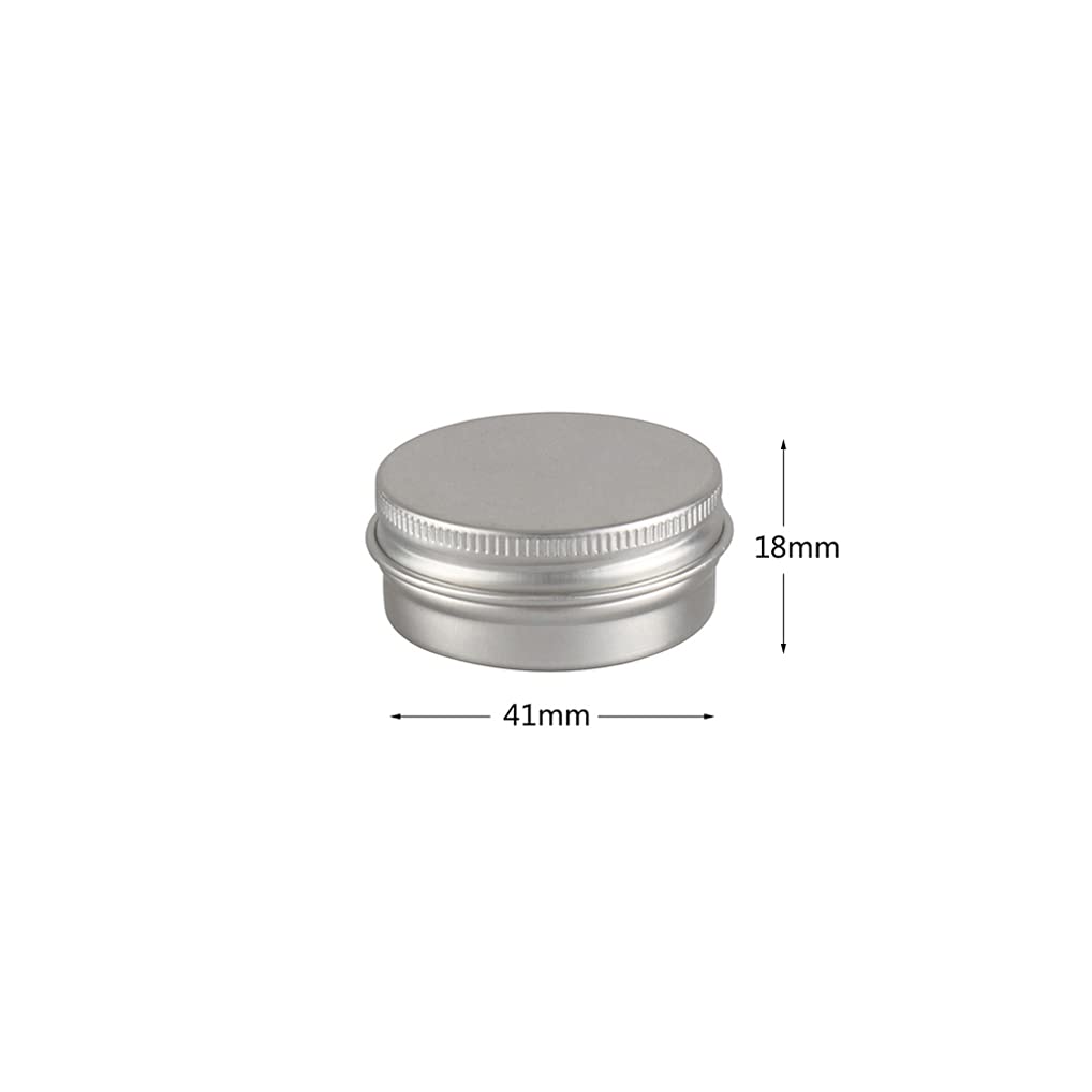 50 Pcs 15ml 15g Empty Round Silver Aluminum Tin Jars with Screw Lids Cosmetics Lip Balm Containers Pots for DIY Candle, Salve Powder, Crafts, Storage Cans 3 Alu Spoon, 50 Labels