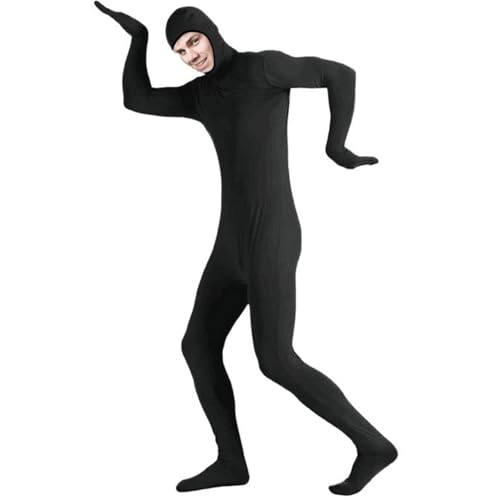 Mono Zentai que desaparece en fiestas de Halloween con este traje unisex elástico negro L