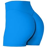 Sunzel 5' High Waist Biker Shorts for Women No Front Seam Soft Yoga Workout Gym Bike Shorts Tummy Control Squat Proof Blue