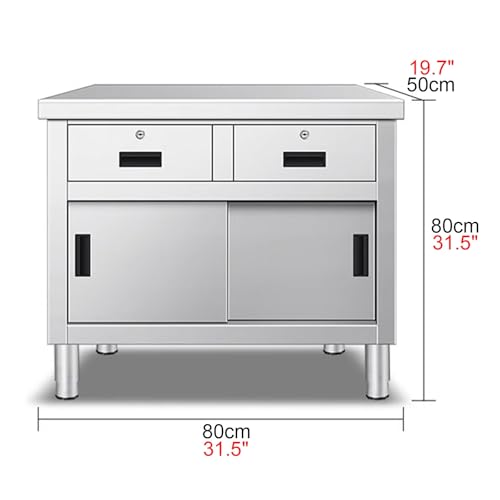 Banco da lavoro in acciaio inox con cassetto – Tavolo da cucina resistente in metallo da laboratorio 100 x 60 x 80 cm – Scrivania per cassa per uso professionale