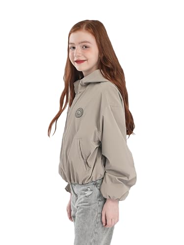 SOLOCOTE Big Girls Lightweight Jacket - Fall Spring Water-Resistant Windbreaker Zip Up Hoodie Cropped Jackets for Kids2