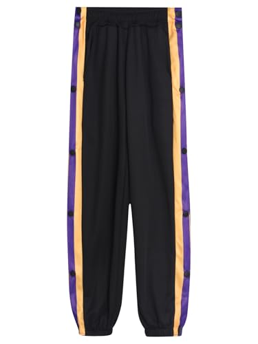 YEAHDOR Kids Boys Loose Tear Away Basketball Pants Side Split Button Athletic Joggers Casual Sweatpants4