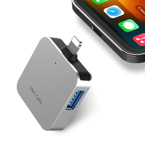 Mini sd Card Reader for iPhone, Memory Card Reader with USB Camera Adapter Plug and Play Trail Game Camera Viewer Supports SD and TF Card MicroSD Card Adapter for iPad No App Required