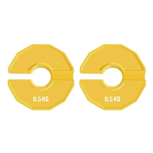 Simhoa 2個セット ダンベル用ウェイトプレート 小型チェンジプレート ジム用品 フィットネス向け, 黄色, 124mm