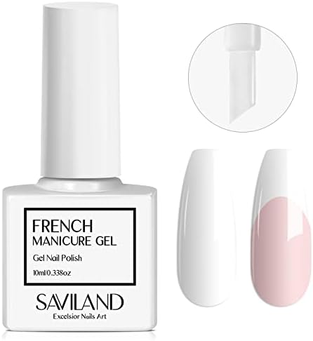 SAVILAND French Gel Nail Polish - 1PC 10ML White Gel Polish French Manicure Brush U V LED Gel French Nail Art for Starters Professionals Gift