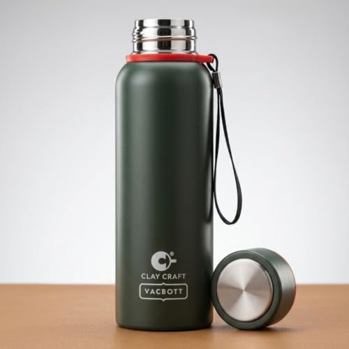 Image of Clay Craft Evevrest 500 Ml Double Wall Vacuum Insulated Stainless Steel Water Bottle | 24 Hrs Cold & 18 Hrs Hot | 1 Year Limited Warranty | AIRITIGHT, BPA-Free | BIS Certified| Made In India (Green)