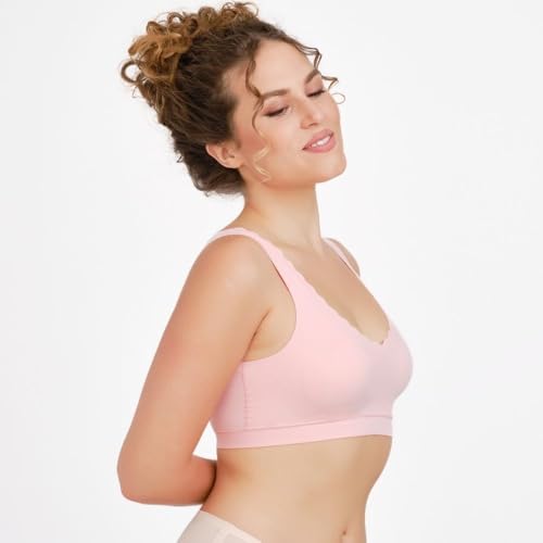 Image of Floatley Cozy Scalloped Bra Comfort Wirefree Full Coverage Seamless Bra with Embedded Pad for Women
