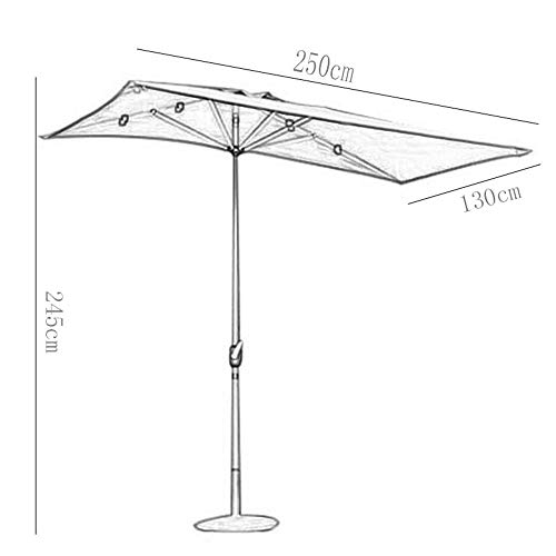 ガーデンパラソル屋外の長方形の半分、折り畳み式のパティオガーデンパラソル250×130 cm庭/バルコニー/キャノピーテント用クランク付きサンシェード傘 3枚目