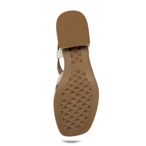 Aerosoles Women's DAILY Block Heeled Sandal, Soft Gold Faux Saffiano/Cork, 9M by Aerosoles - Used condition - Image 4
