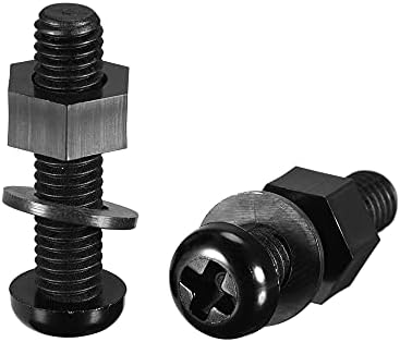sourcing map Nylon Screw Nut Washer Assortment Kit, M3x25mm Round Head Machine Screw Bolt Nuts Flat Washers Black 20 Set