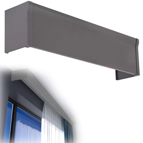 HDYZJQ Pelmet Panel Without Tracks, White Grey Window Cornice Board Cover for Kitchen Living Room Bedroom Blackout/ 3 6 8 10 12 16 20 24 26 FT Curtain Box Valance Frame, Cassette(Gray,5ft/1.5m/60in)