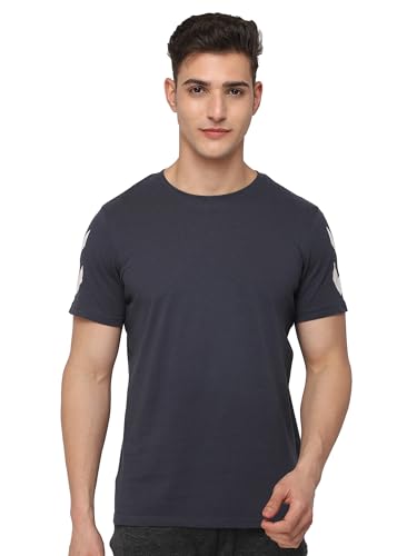 Image of hummel Legacy Round Neck Cotton Rich Half Sleeve Solid Regular fit Cottonpoly T-Shirt for Men Comfortable Soft Breathable Fabric Stretchable for Everyday Use Ideal for Casualwear