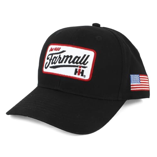 IH Farmall Est. 1923 Embroidered Cap with USA Flag on Side OBT551 Black