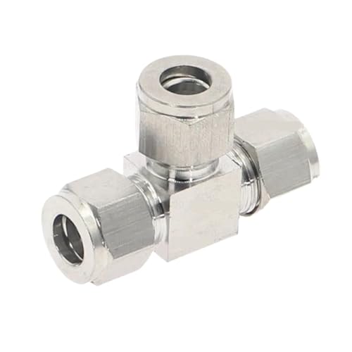 1pcs Stainless Steel 304 3mm 4mm 5mm 6mm 25mm 1/8 1/4 3/8 1/2 Double Ferrule Tee Tube Fitting Ferrule Connector Pipe Fittings(Pipe 4mm)