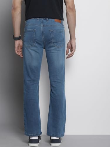 Image of The Indian Garage Co Men Bootcut Solid Mid-Rise Stretchable Jeans
