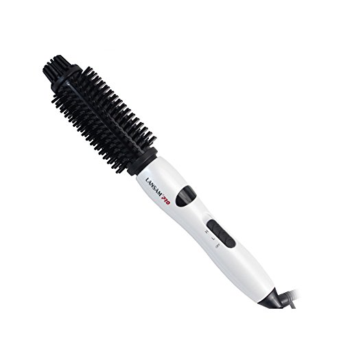 Huluwa Curling Iron Brush, Ceramic Hot Curl Brush, Electric Hair Curler Hot Air Brush, White
