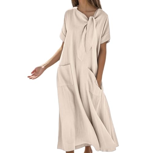 Robe fluide décontractée à manches courtes avec poches pour femme