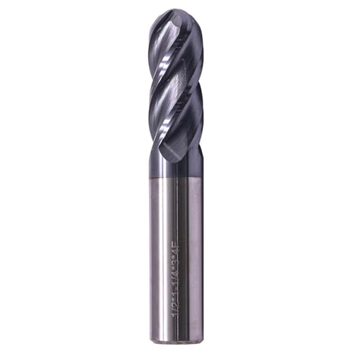 Image of BestParts High Performance Ball Nose Solid Carbide End Mill - AlTiN Coated, 4 Flute, 30 Degree Helix, 1 /2 inch Cutting Diameter, 1 /2 inch Shank Diameter, 1-1 /4 inch Length of Cut, 3 inch Overall Length