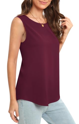 Image of Women's Sleeveless Chiffon Tank Top Business Casual Blouse Tunic Top