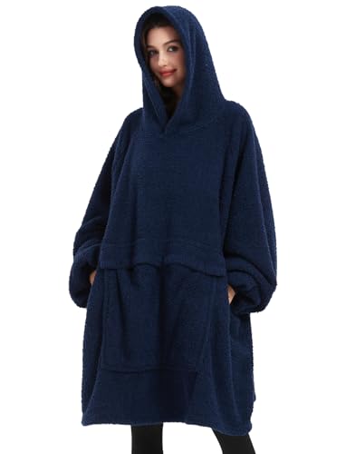 Image of KFUBUO Sherpa Wearable Blanket Hoodie Adult Oversized Sweatshirt Blanket Gifts for Women