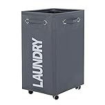 ALINK Rolling Laundry Basket with Wheels, Bathroom Laundry Hamper Large Wheeled Dirty Clothes Bin