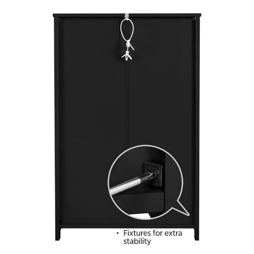 Yaheetech Mueble Baño de Madera Armario Baño con Cajón y Estante Ajustable Mueble Auxiliar de Cocina Armario Multiusos con Puertas Dobles para Salón Entrada Negro 55,5x29,5x86,5 cm - imagen 9