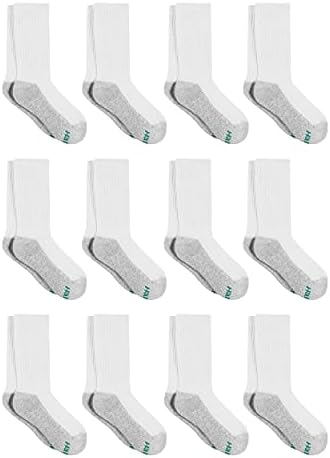 Hanes Boys' Socks Pack for Boys Age 5-12, Stretch Cotton Socks, Comfortable Cushioned Crew Socks, 12-Pack