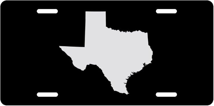 Black White Texas Flag Decorative License Plate, Vanity Tag, Metal License Plate, Aluminum Novelty License Plate Home Decor for Men/Women/Boy/Girls 6 X 12 Inch 4 Holes