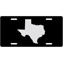 Black White Texas Flag Decorative License Plate, Vanity Tag, Metal License Plate, Aluminum Novelty License Plate Home Decor for Men/Women/Boy/Girls 6 X 12 Inch 4 Holes