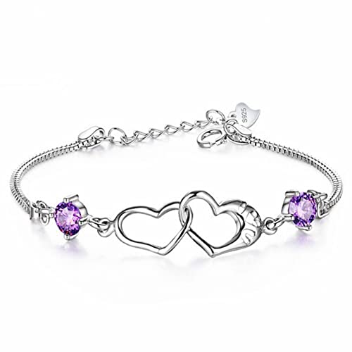 Ieakdcd Women's Girlfriend Delicate Double Love Heart Charm Bracelet Adjustable Link Bracelet(Style 2) #TOP10