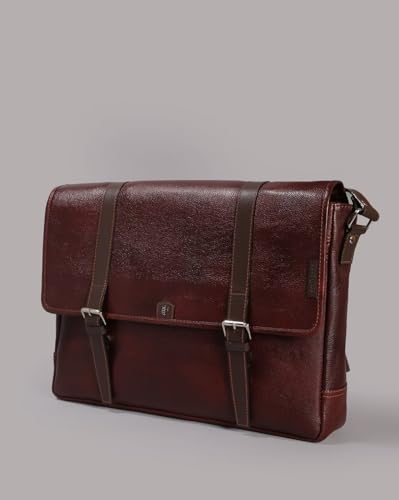 Image of Tortoise Pedro-Genuine Leather Laptop Messenger Bag (Dark Brown)