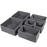 HongChelle 6er-Set Schubladenorganizer, Kommodenschubladen-Trenner, ausklappbare Aufbewahrungsbox, Unterwäsche-Kleiderschrankorganizer für Kleidung, Socken, Krawatten, BHs, Kosmetik, Hemden (Grau)
