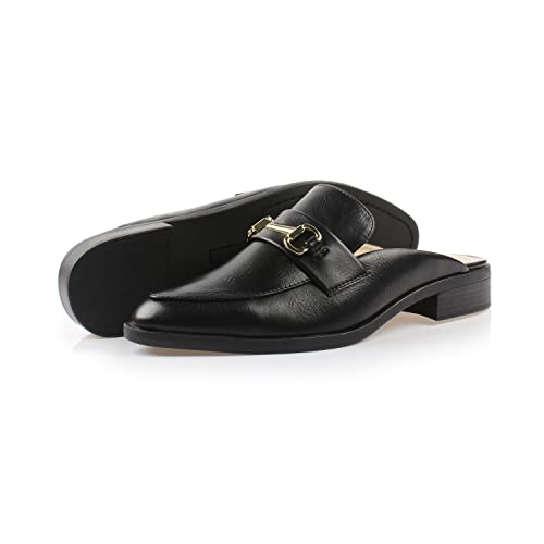 Footha Bambo Women's Chain Decorated Slip On Mules Comfortable Almond Toe Casual Loafers, Bambo Black,8 M Us #TOP4