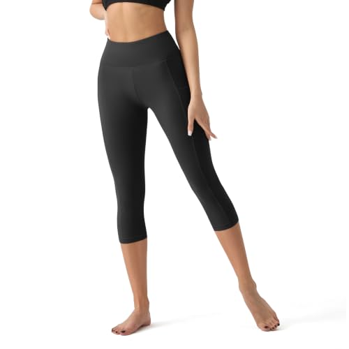 Image of YUDSUD High Waisted Leggings for Women with Pockets - Tummy Control Capris Yoga Pants for Workout Running Athletic Cycling