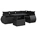 IKAYAA 6-TLG Polyrattan Lounge mit Verstellbare Gartentisch, Gartenlounge XXL mit Stauraum Gartenlounge Outdoor Terrassenmöbel außen Polyrattan Gartenmöbel Set Ecklounge Schwarz Type 19