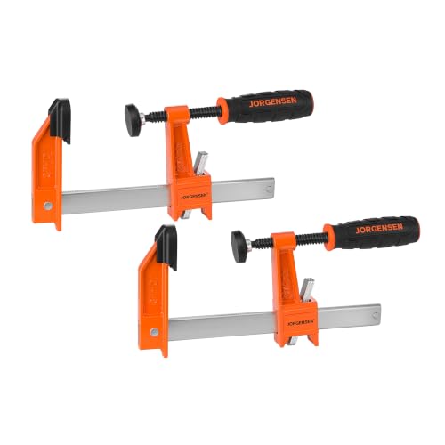 Image of Jorgensen 6 inch Heavy-Duty Steel Bar Clamp Set, 1000 lbs Load Limit, 2-Pack | F Clamps for Woodworking, Metalworking and DIY Projects