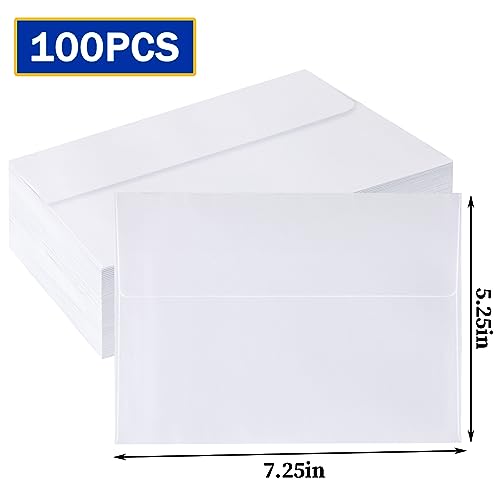 HappyHapi 100 Pack 5x7 Envelopes for Invitations, A7 Printable White Envelopes, Envelopes Self Seal for Weddings, Invitations, Photos, Postcards, Greeting Cards, Mailing - Thumbnail 2