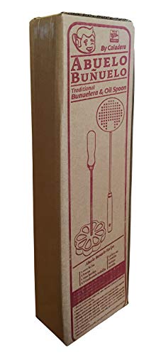 Bunuelera Iron Rossette With Free Oil Spoon, Molde Para Hacer Bunuelos, Bunuelera With Rustic Plastic Handle And Cast Aluminum Spanish Rossette Shape, Traditional Wind Fritters Mold Bundle #TOP3