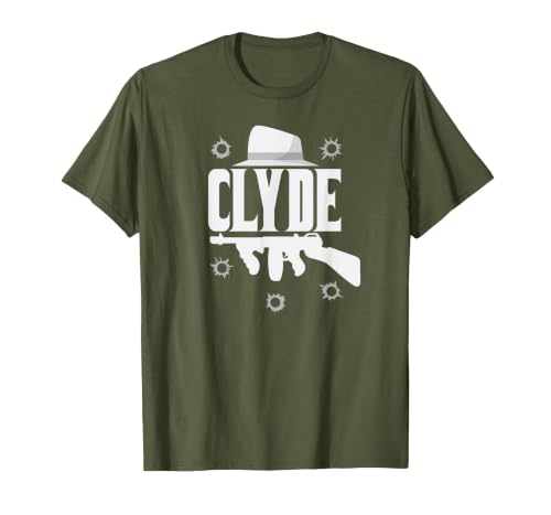 Clyde and Bonnie T-Shirt Halloween Matching Couples Costume T-Shirt, Men, Olive Green, Large