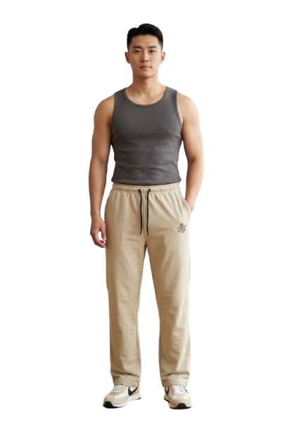 Men's Cotton Trackpants with Graphic Print Logo Print, Drawstring Waist, Side Pockets, Back Pocket, Casual Streetwear Jogger-image-18