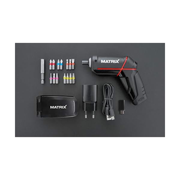 Matrix 120310280 Akkuschrauber | klein | NEO | 4 Volt, 5,5 NM Drehmoment | in Geschenkbox | inkl. Zubehör, Bits, etc, 4… – Bild 8