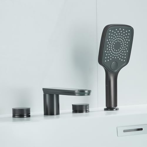 Baignoire cascade gris de style spa avec son set de douche complet pour se détendre le soir