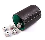 PERRÉ | Piel Genuina | Cubilete Tipo Taza con Compartimento Interior para Dados (Chocolate)