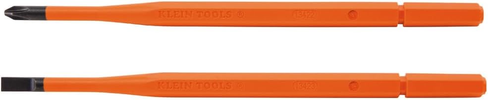 Klein Tools 13156 Insulated Screwdriver Blades, Interchangeable Single-End Replacement Blades for Klein Insulated Screwdrivers, 2-Pack