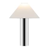 SAFAVIEH Lighting Collection Cheri 21-inch Inch Chrome/White Metal Table Lamp (LED Bulb Included)